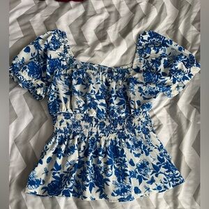 Shein floral short sleeve blouse
